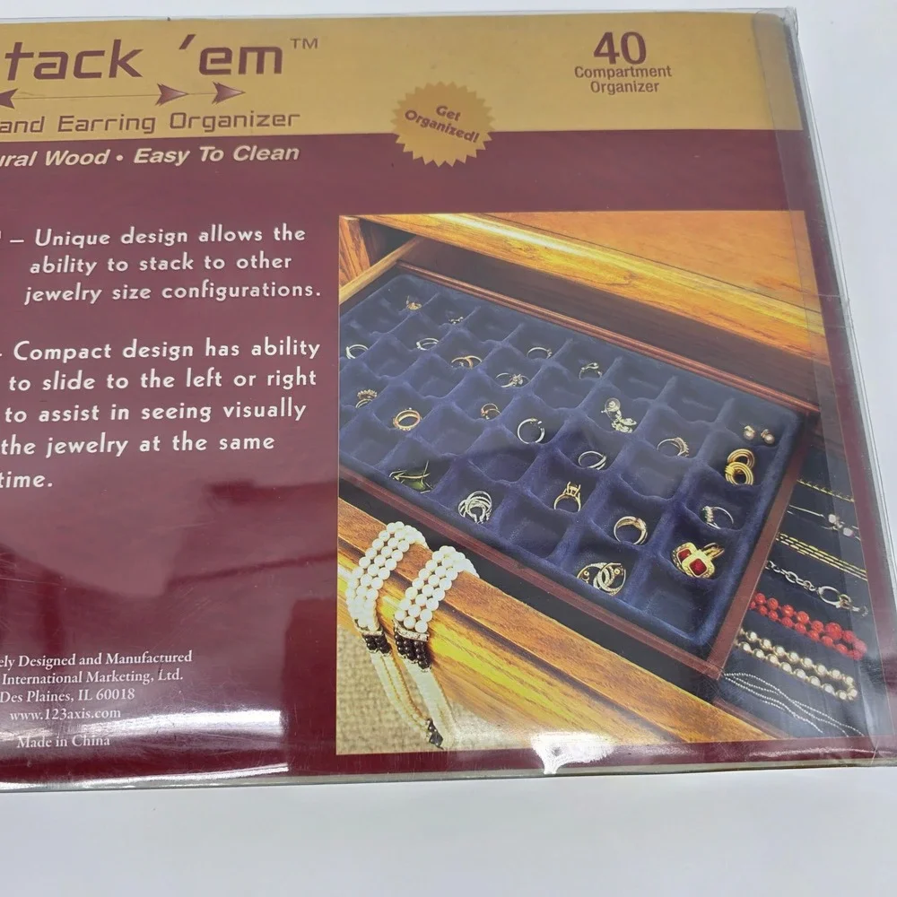 Axis Stack em‎ 40 Compartment Wood Ring and Earring Jewelry Organizer Tray 521